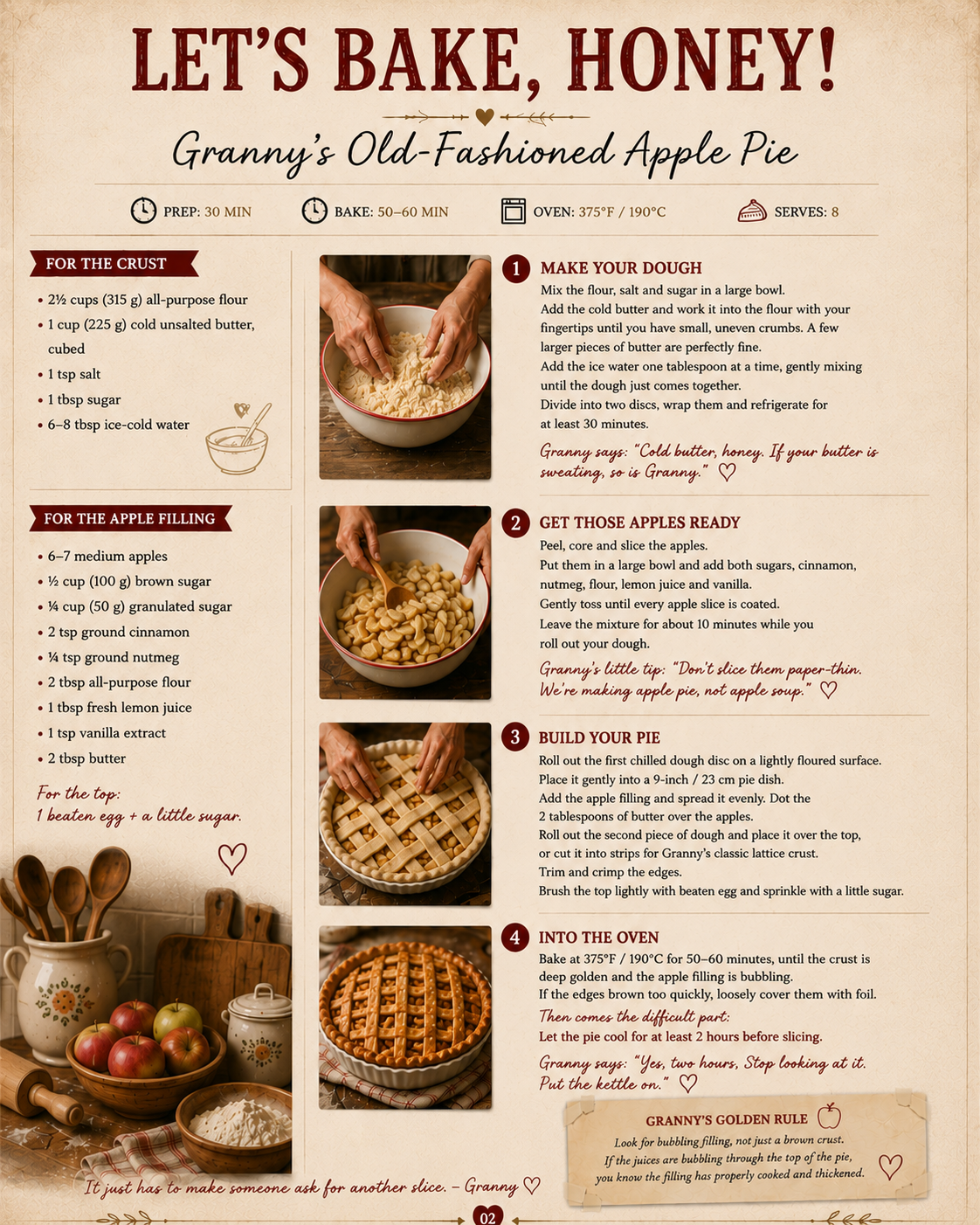 Recipe page: Granny's Old-Fashioned Apple Pie